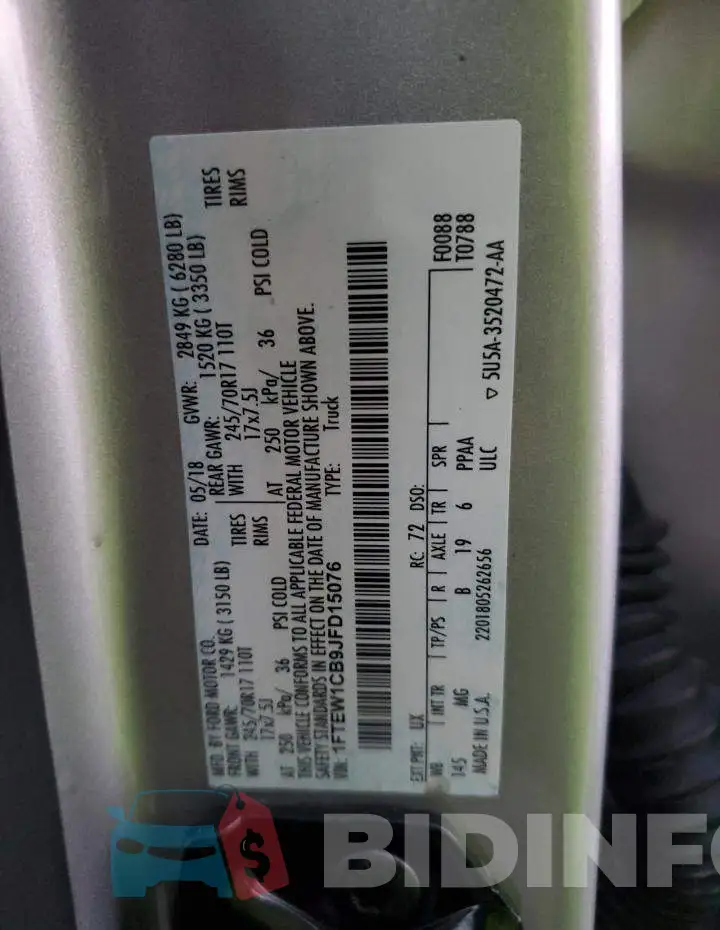 1FTEW1CB9JFD15076 Photo# 12