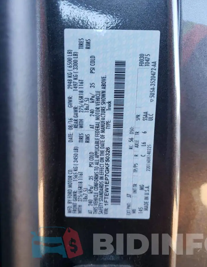 1FTEW1EP7GKF50326 Photo# 12