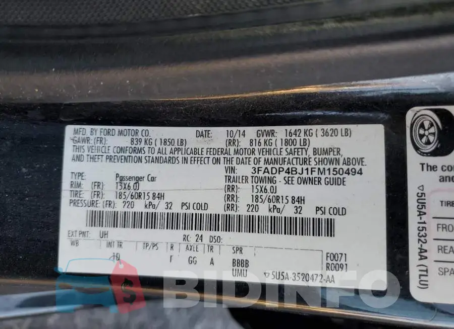3FADP4BJ1FM150494 Photo# 12