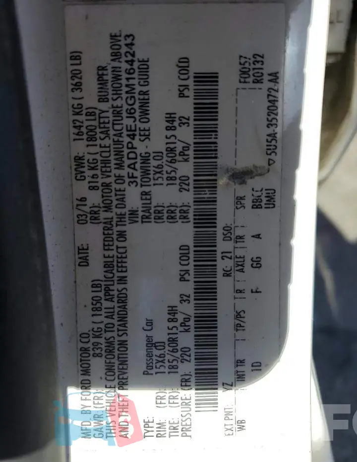 3FADP4EJ6GM164243 Photo# 12
