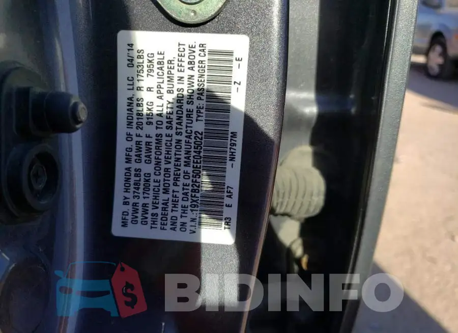 19XFB2F50EE045022 Photo# 12