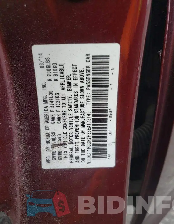 1HGCR2F35EA179140 Photo# 12