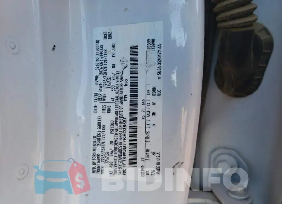 1FT8W3BT7KED38687 Photo# 13