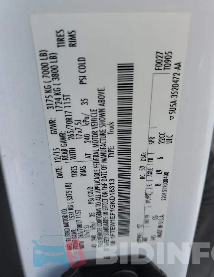 1FTEW1EF1GKD18313 Photo# 12