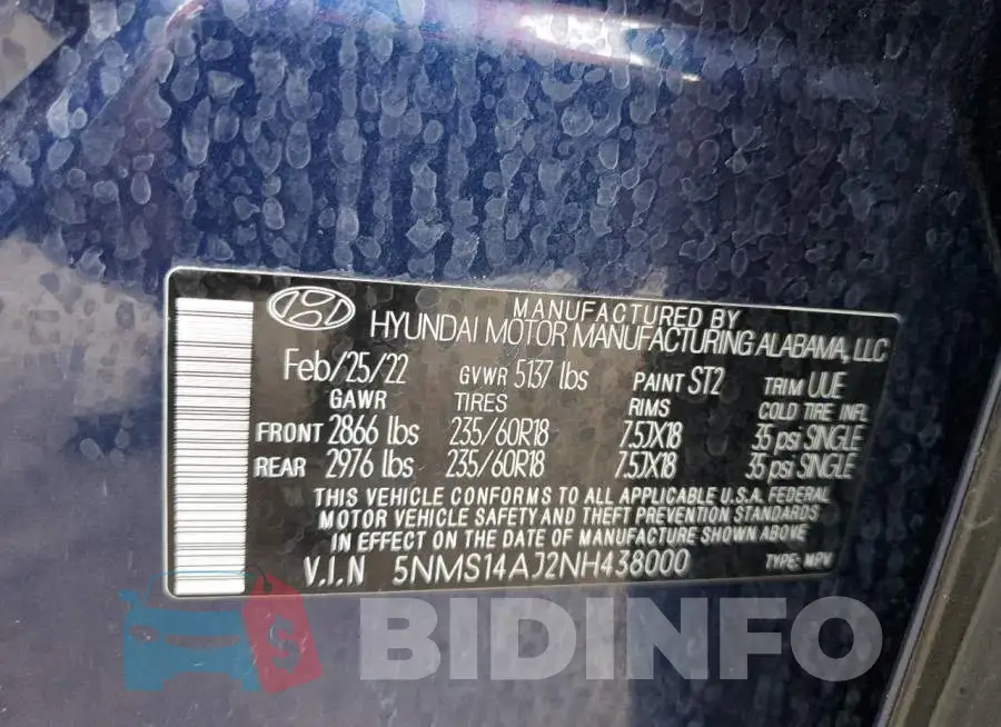 5NMS14AJ2NH438000 Photo# 14