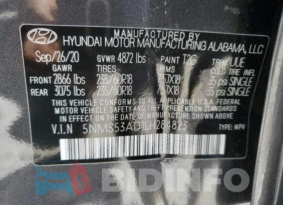 5NMS53AD1LH284823 Photo# 13