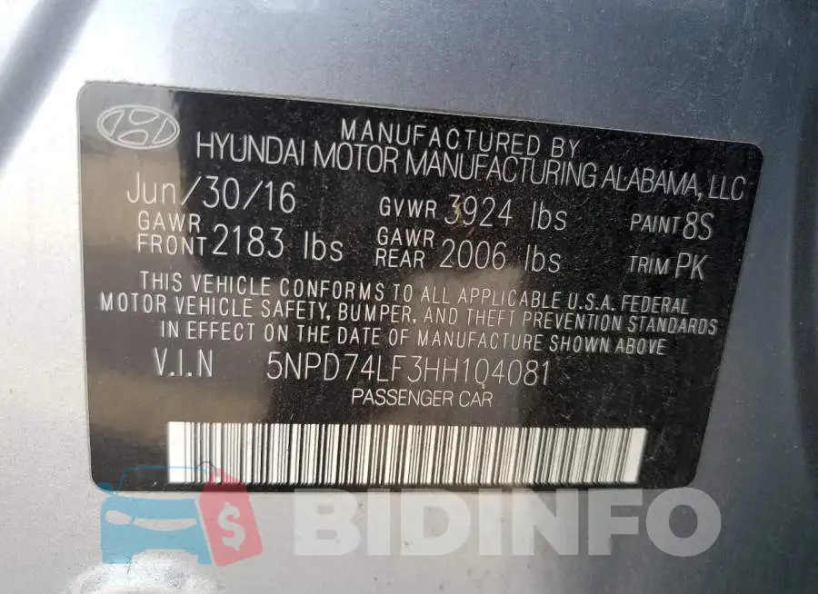 5NPD74LF3HH104081 Photo# 12
