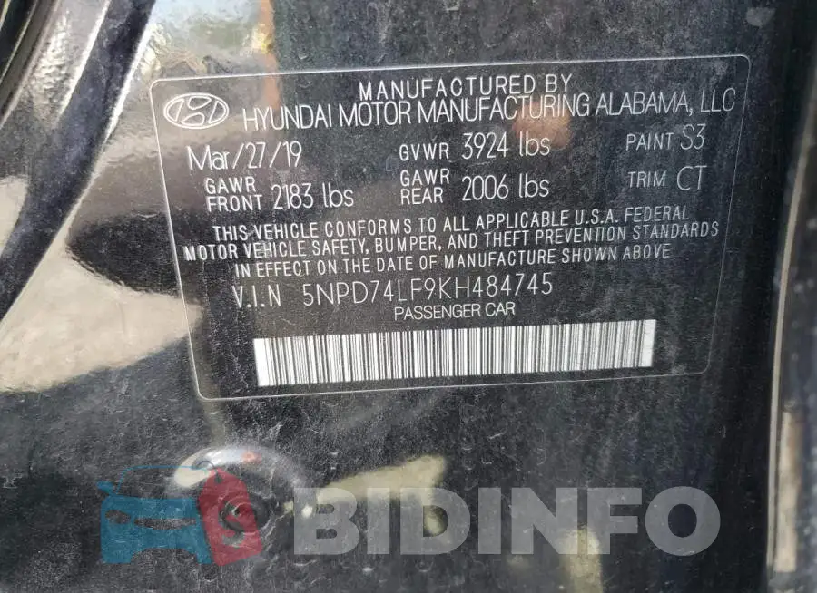 5NPD74LF9KH484745 Photo# 12