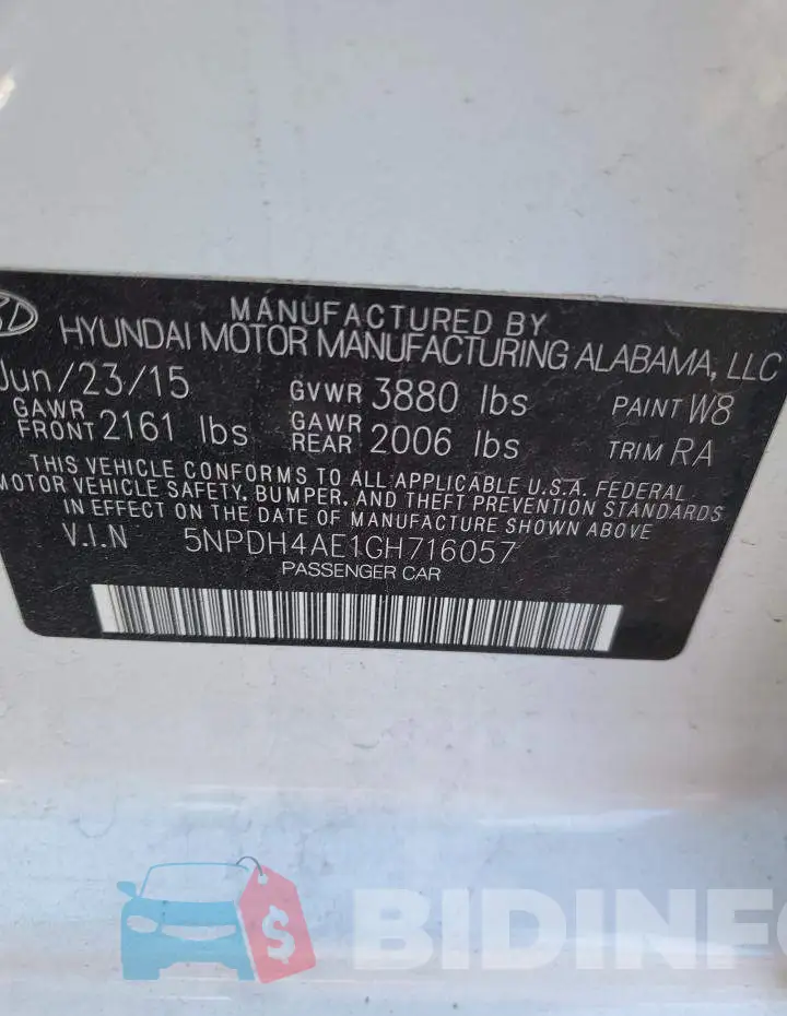 5NPDH4AE1GH716057 Photo# 12