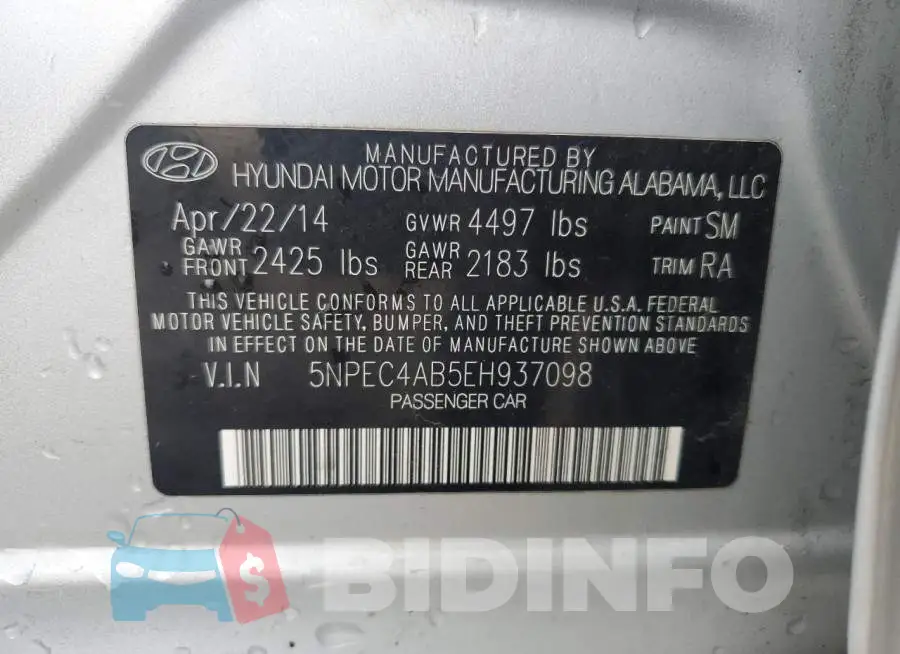 5NPEC4AB5EH937098 Photo# 12