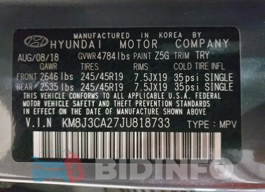 KM8J3CA27JU818733 Photo# 12