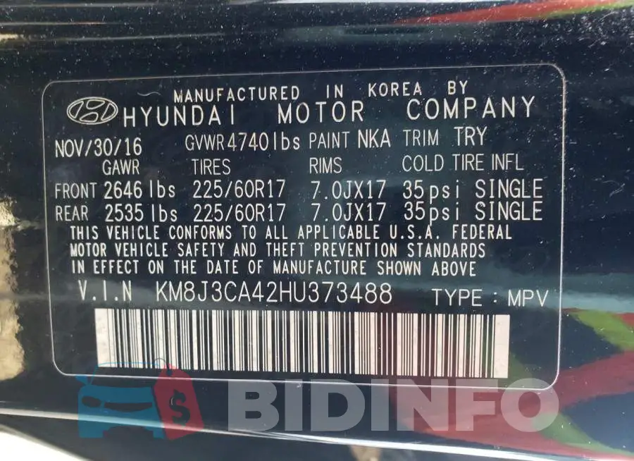 KM8J3CA42HU373488 Photo# 12