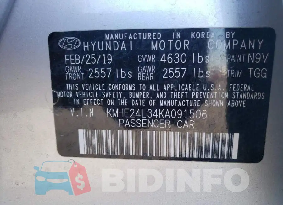 KMHE24L34KA091506 Photo# 12