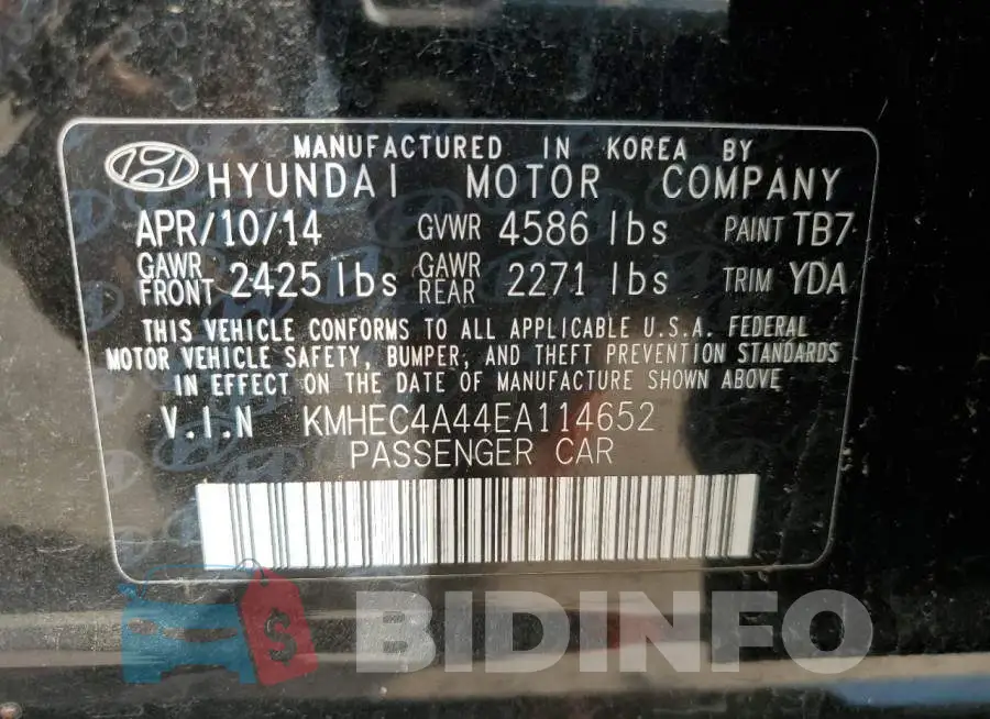 KMHEC4A44EA114652 Photo# 12