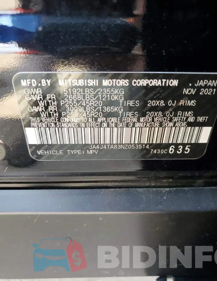 JA4J4TA83NZ053514 Photo# 12