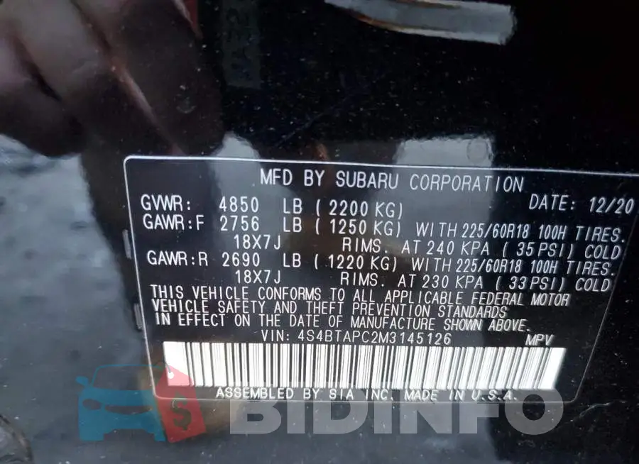 4S4BTAPC2M3145126 Photo# 12