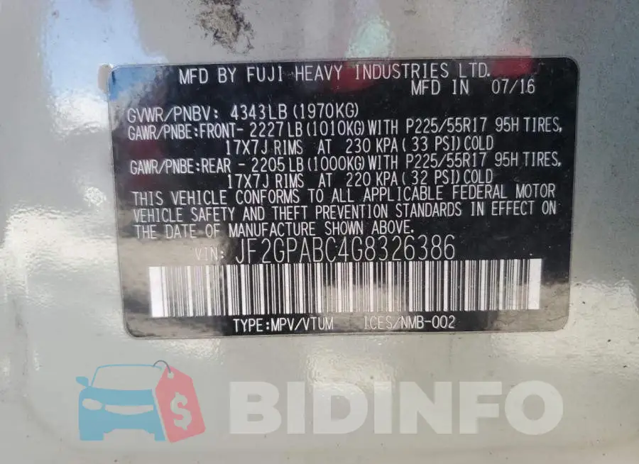 JF2GPABC4G8326386 Photo# 13