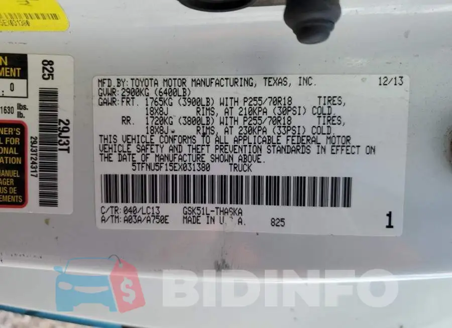 5TFNU5F15EX031380 Photo# 12