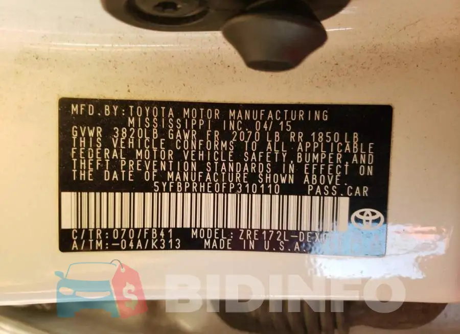 5YFBPRHE0FP310110 Photo# 12