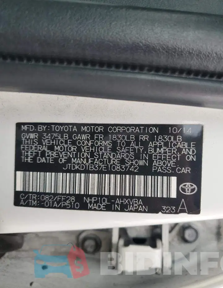 JTDKDTB37E1083742 Photo# 13