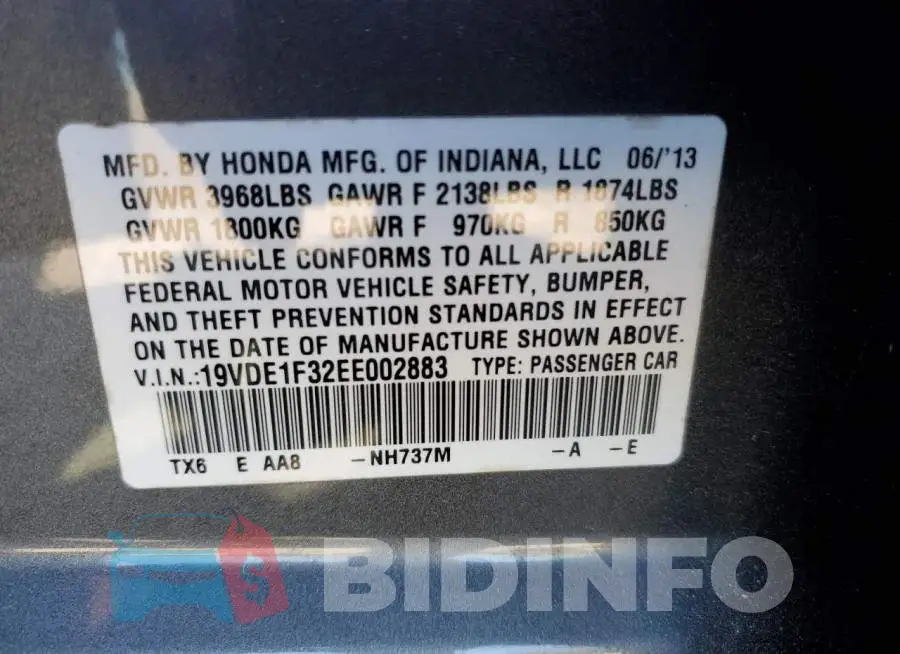 19VDE1F32EE002883 Photo# 13