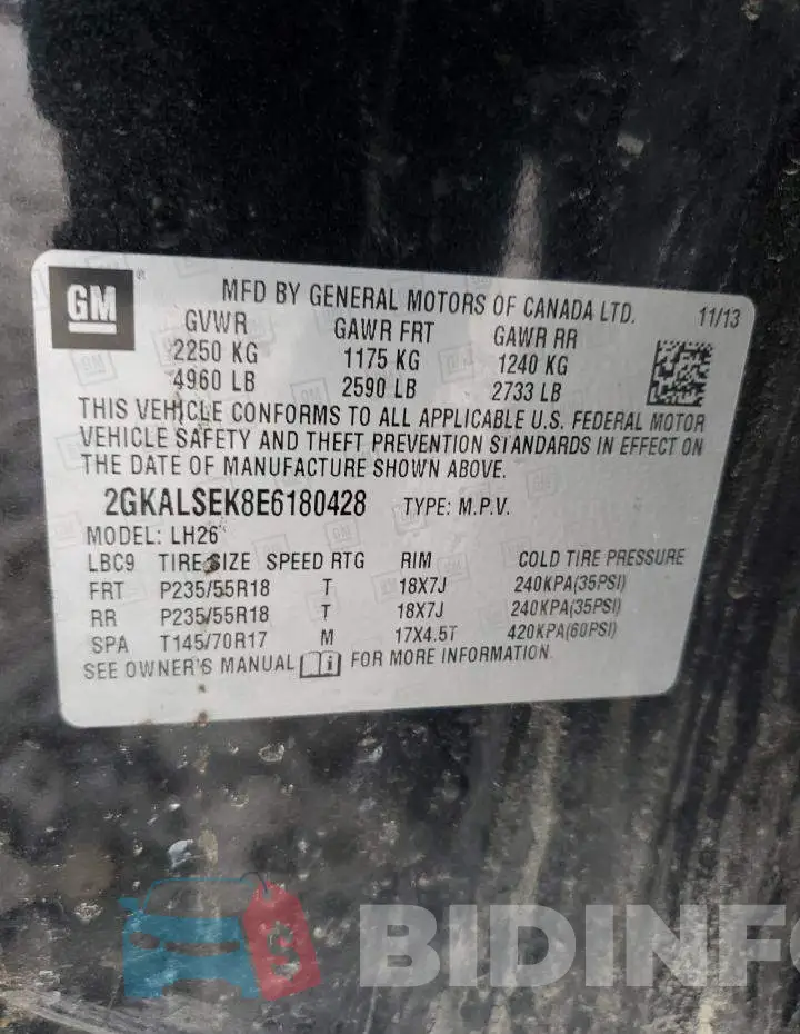 2GKALSEK8E6180428 Photo# 12