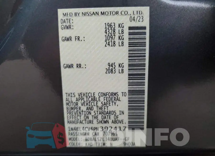 1N4BL4CV4PN392417 Photo# 12