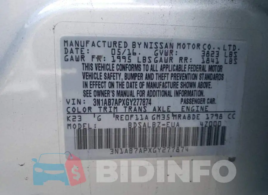 3N1AB7APXGY277874 Photo# 12