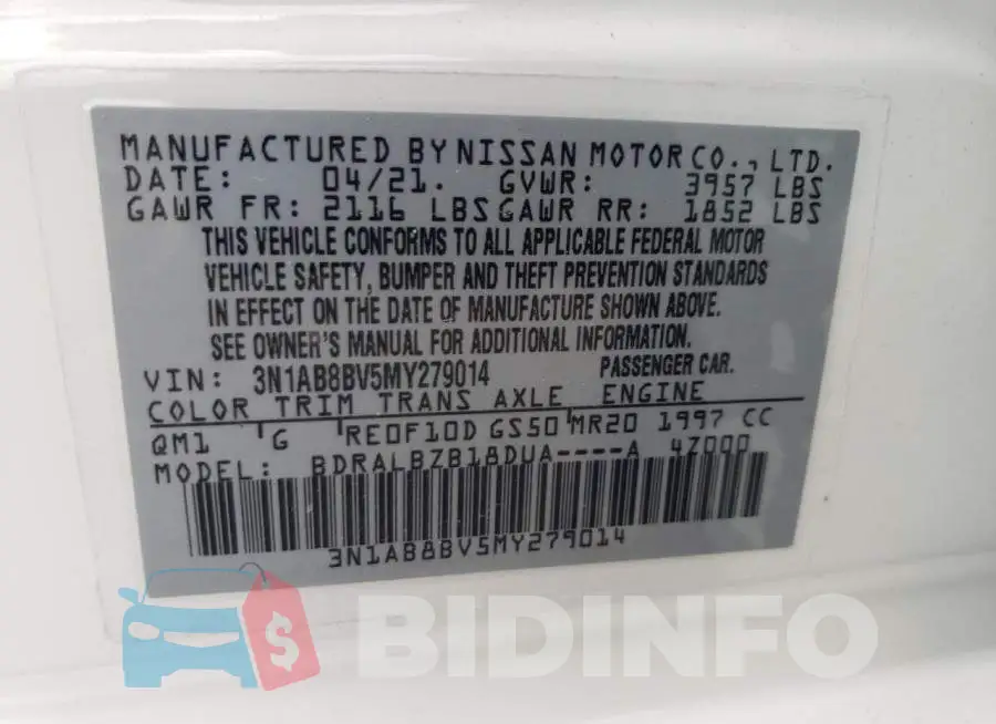 3N1AB8BV5MY279014 Photo# 13