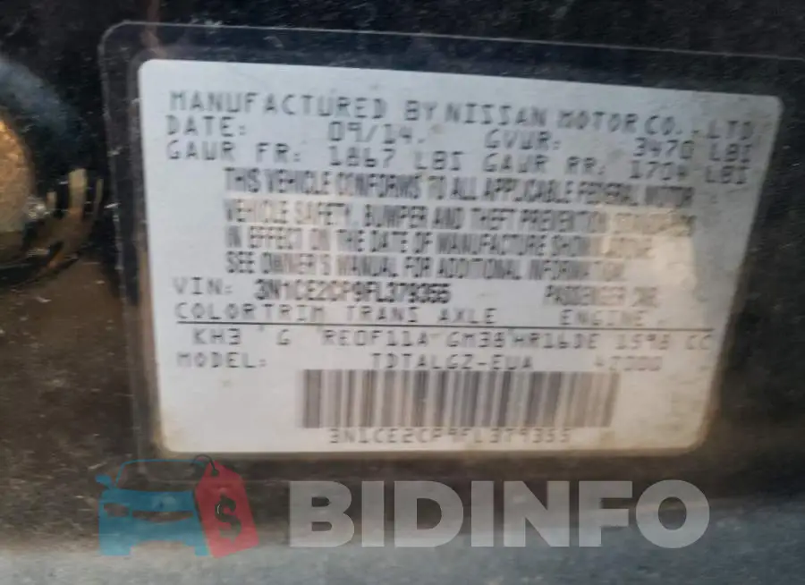 3N1CE2CP9FL379355 Photo# 12