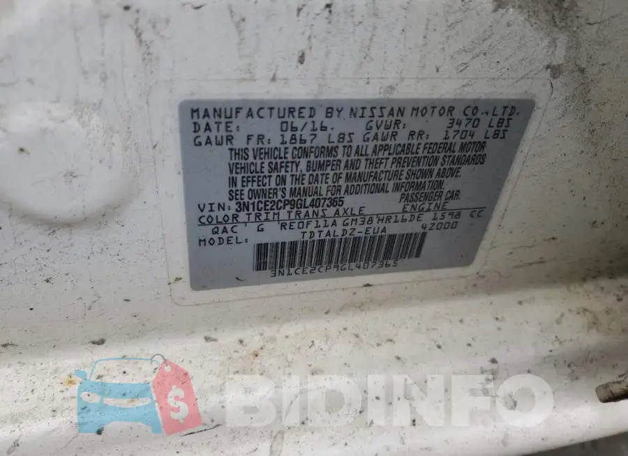 3N1CE2CP9GL407365 Photo# 12