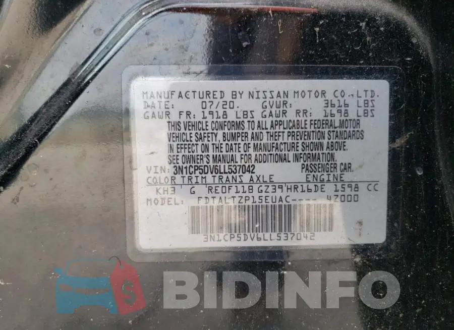 3N1CP5DV6LL537042 Photo# 12