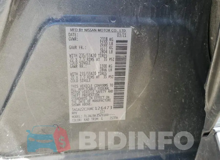5N1AZ2CJXMC126473 Photo# 13