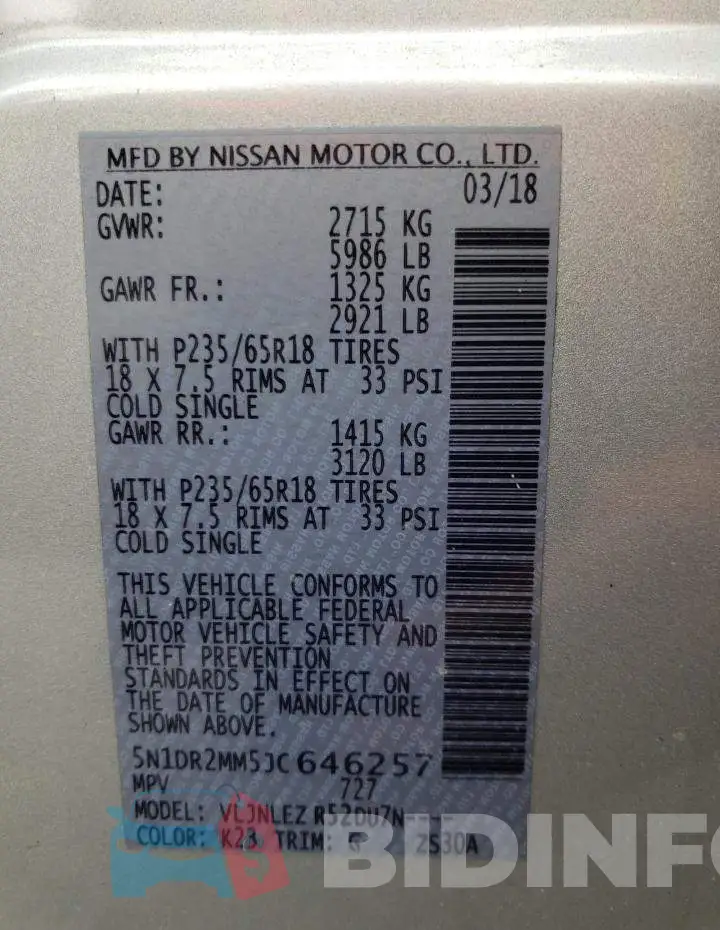 5N1DR2MM5JC646257 Photo# 13
