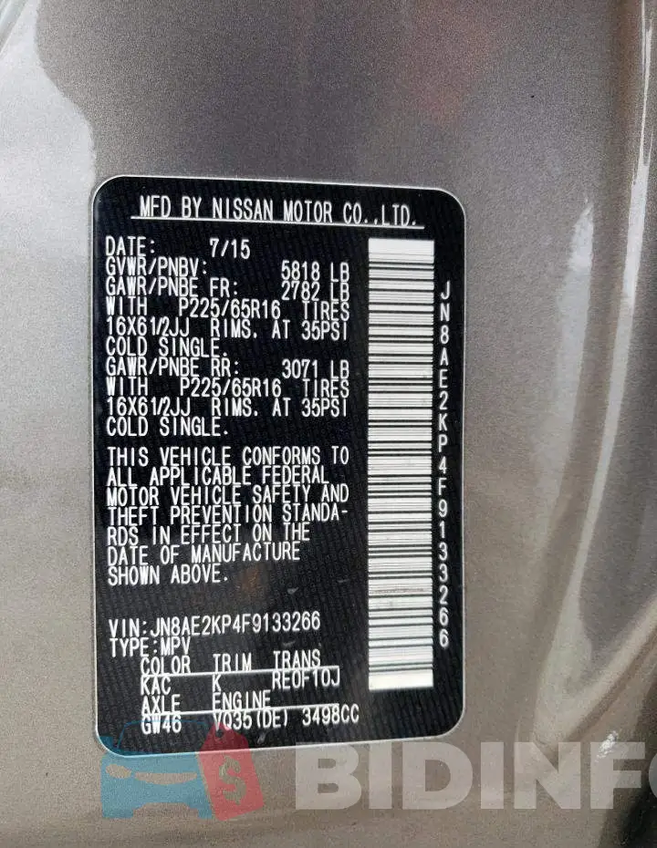 JN8AE2KP4F9133266 Photo# 13