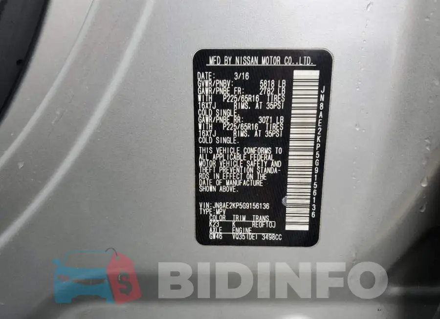 JN8AE2KP5G9156136 Photo# 13