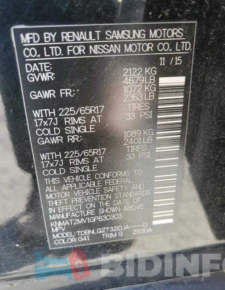 KNMAT2MV1GP630303 Photo# 12