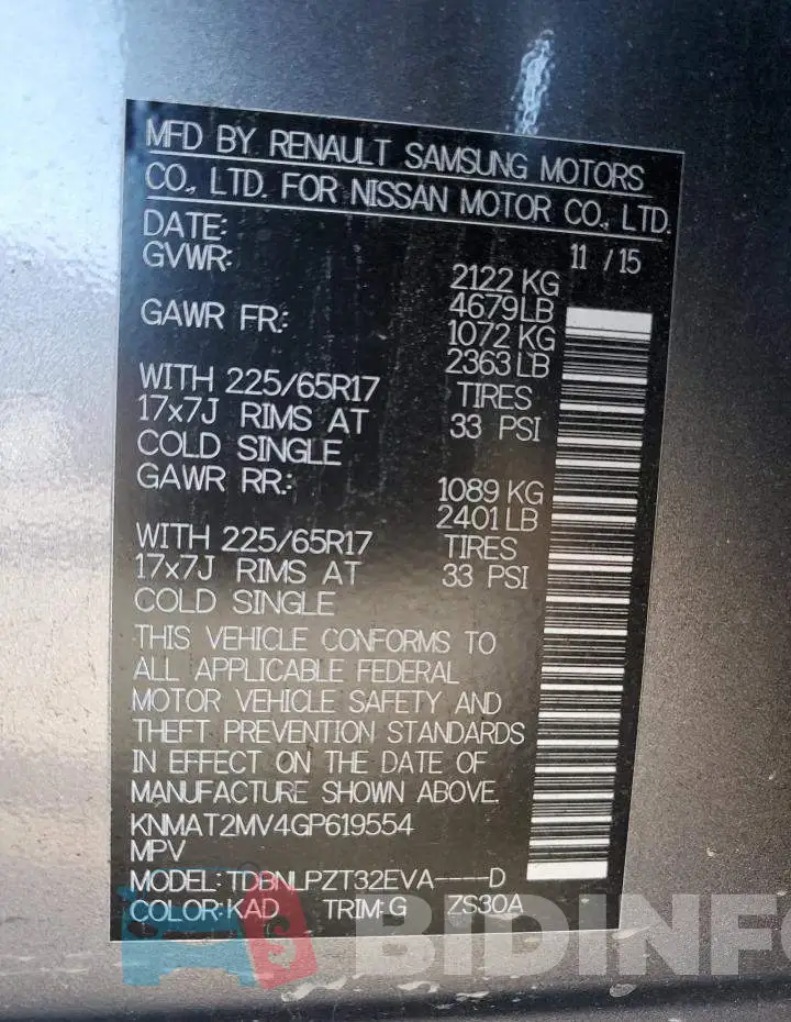 KNMAT2MV4GP619554 Photo# 13
