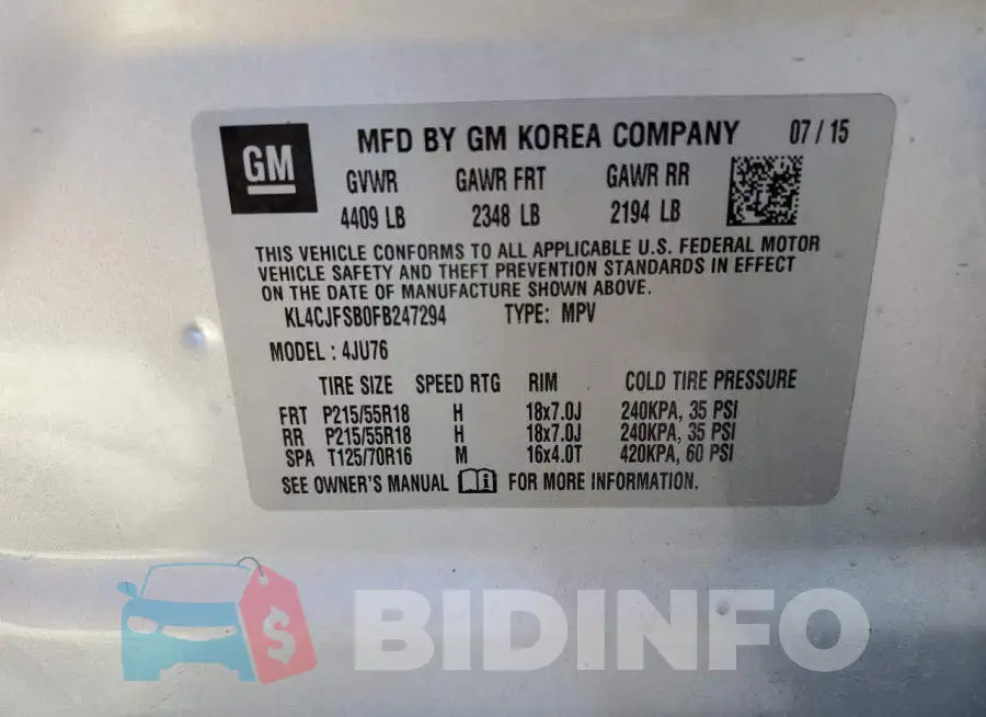 KL4CJFSB0FB247294 Photo# 12