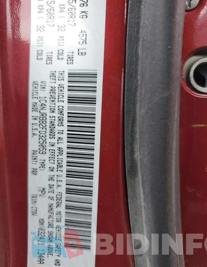 1C4NJRBB2FD325059 Photo# 14