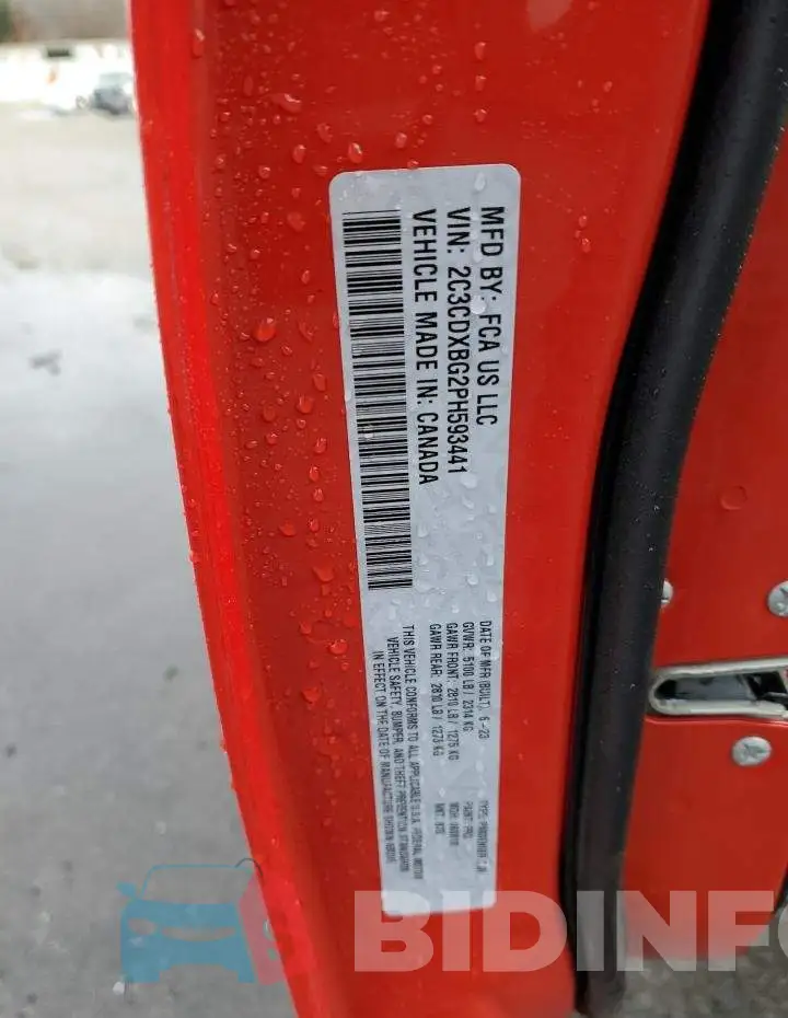 2C3CDXBG2PH593441 Photo# 12