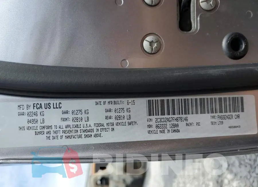 2C3CDZAG7FH878146 Photo# 12