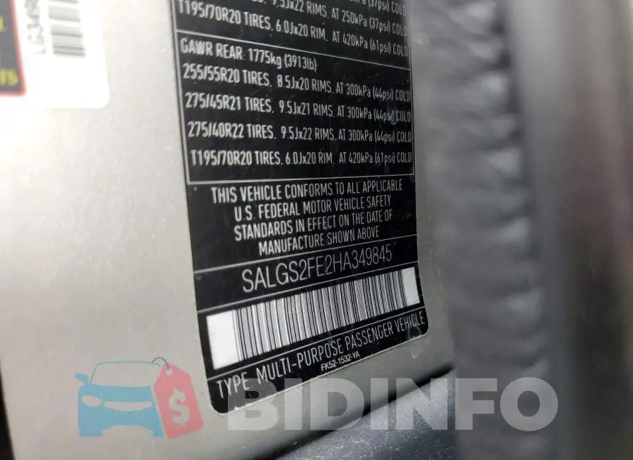 SALGS2FE2HA349845 Photo# 13