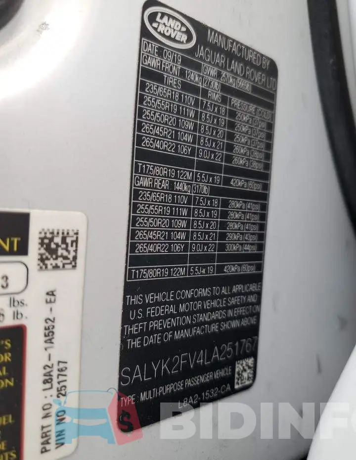 SALYK2FV4LA251767 Photo# 13