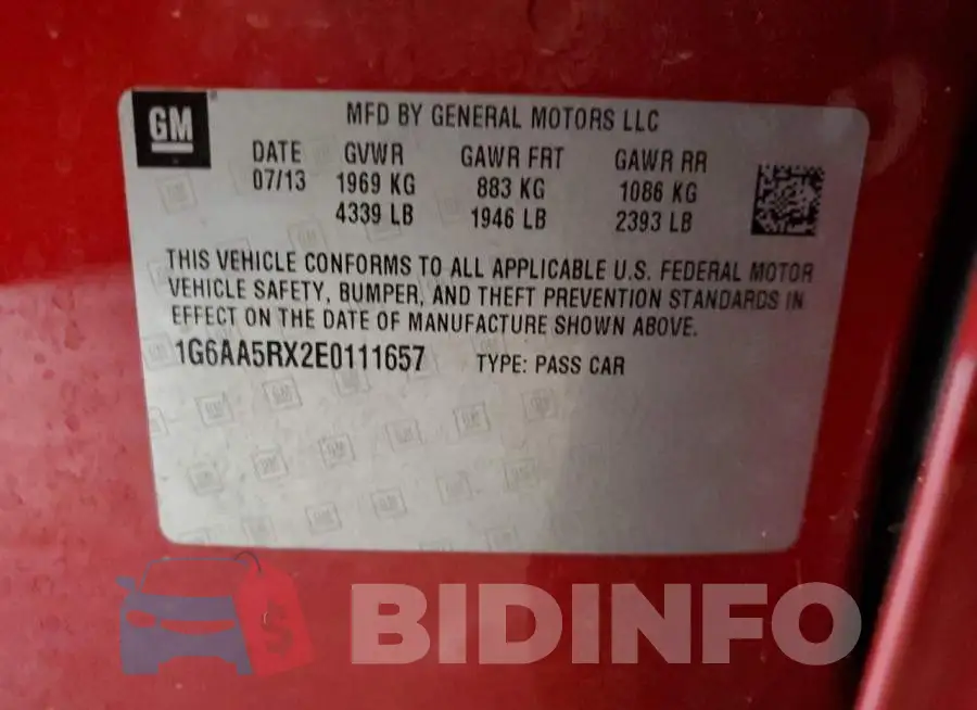 1G6AA5RX2E0111657 Photo# 12