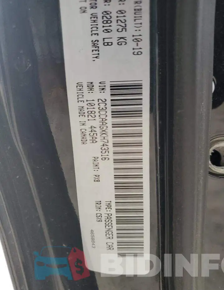 2C3CCAAGXKH743516 Photo# 13