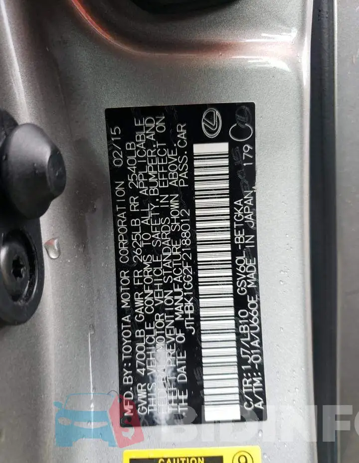 JTHBK1GG2F2188012 Photo# 12