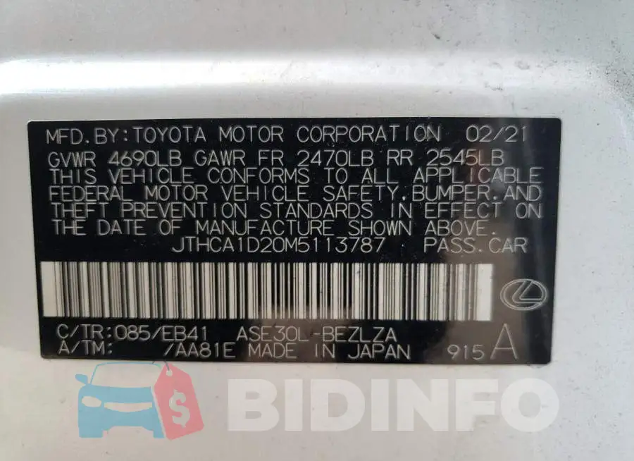JTHCA1D20M5113787 Photo# 13
