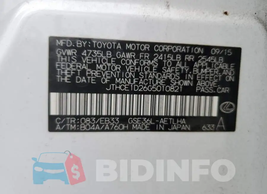 JTHCE1D26G5010821 Photo# 12