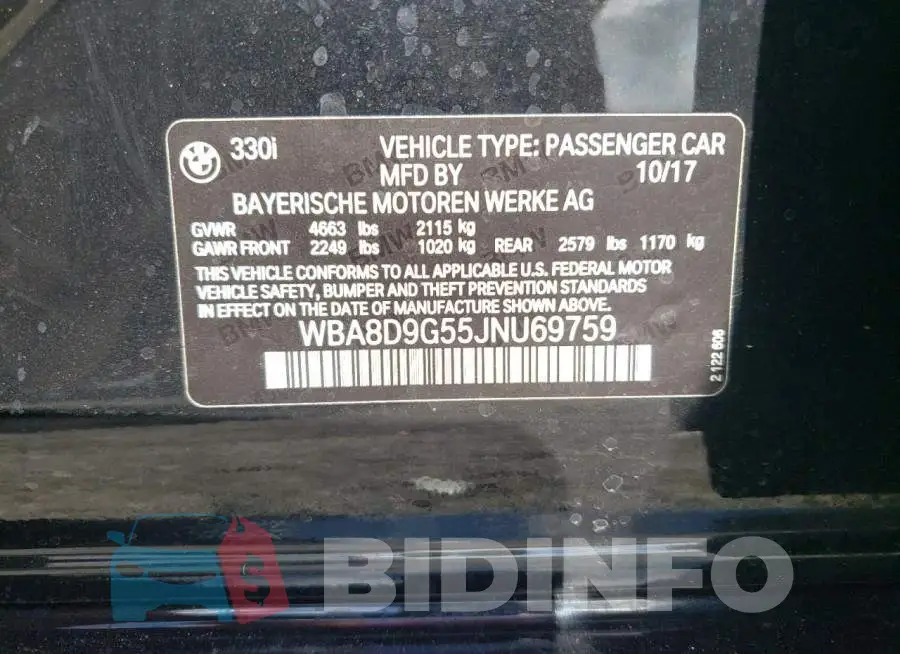 WBA8D9G55JNU69759 Photo# 12